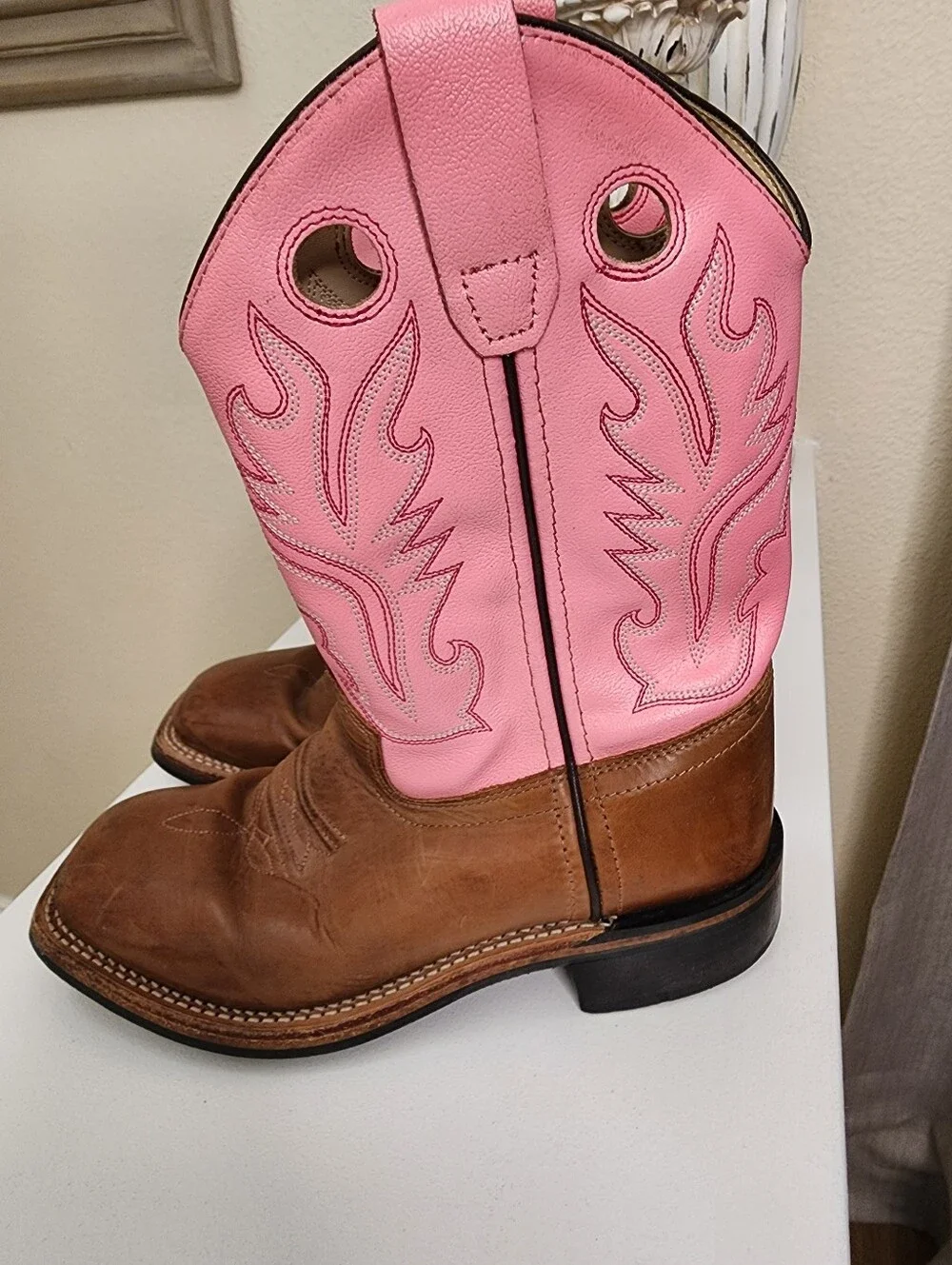 OLD WEST GIRLS Western Leather Cowboy Boots, SIZE 2.5 D